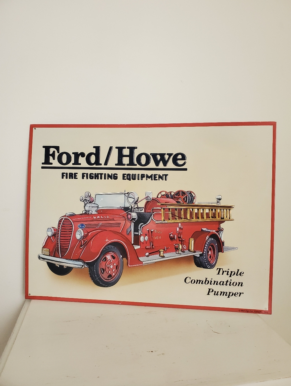 1993 Vintage Ford Howe Fire Engine Metal Sign Wall Decor 16x12